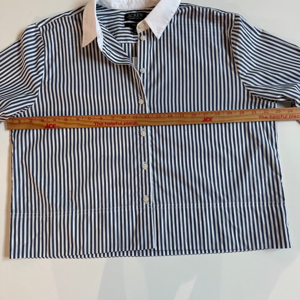 J.Crew Cropped Dark Evening Striped Garçon Shirt Size 10 NEW Womens Preppy NWT - Picture 8 of 14